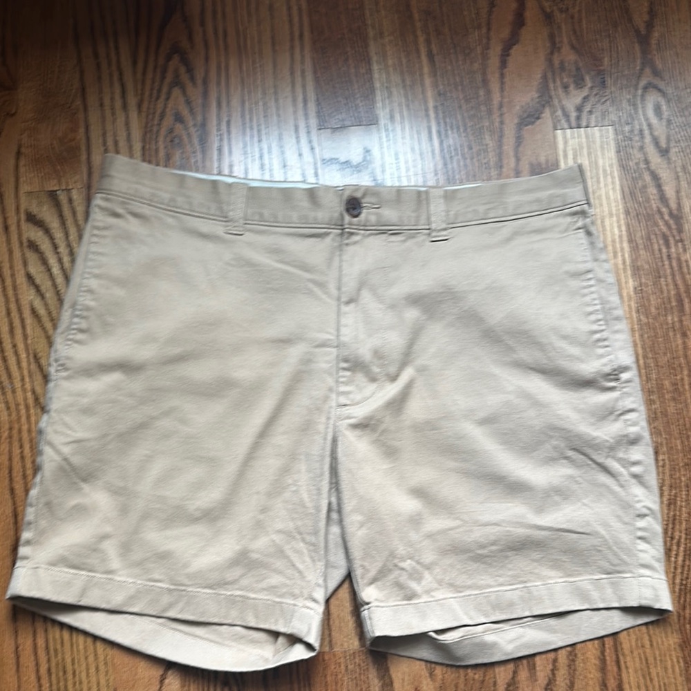 Tan Flat Front Casual Shorts